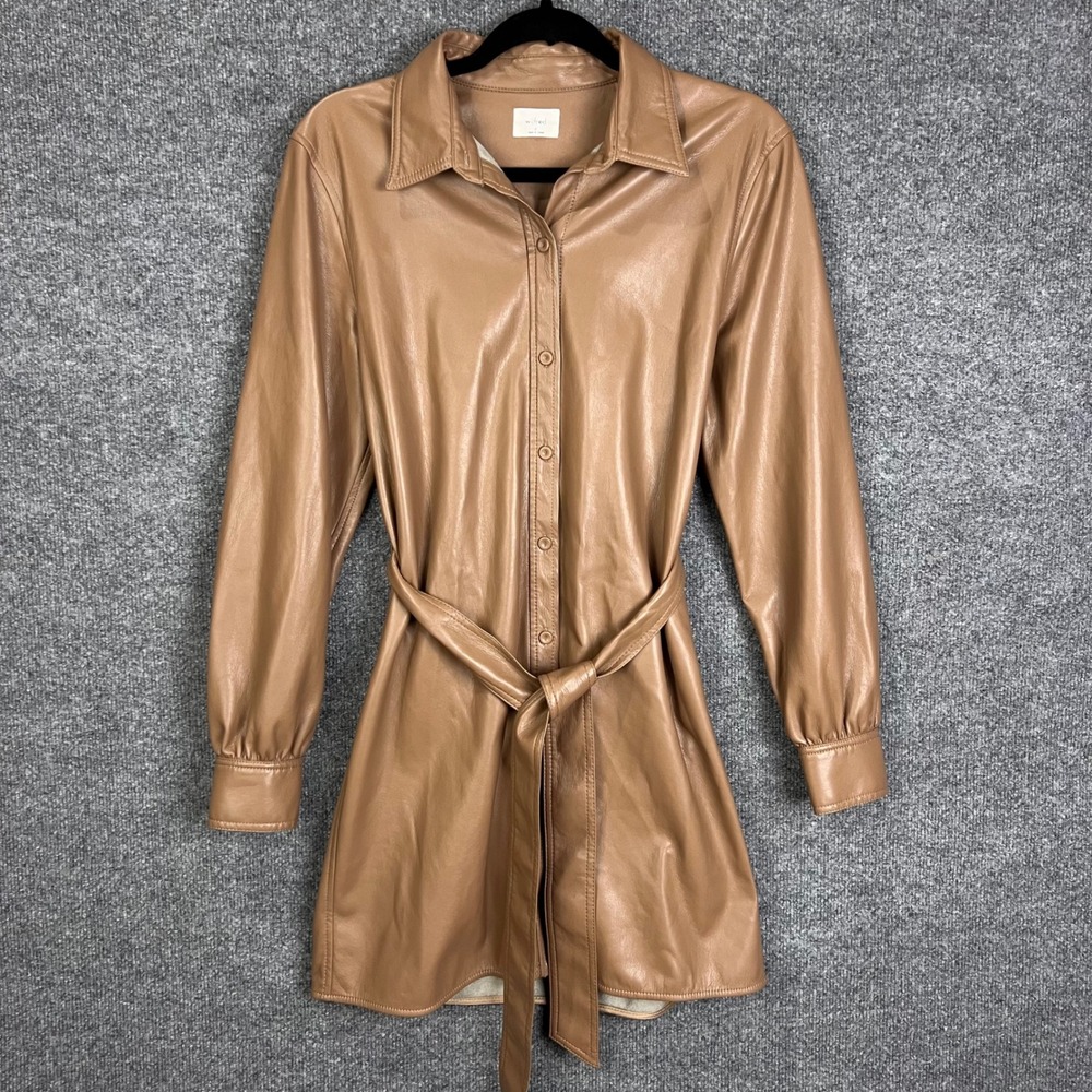 Aritzia Wilfred Belted Leather shirt dress Shirt Dress Womens Small